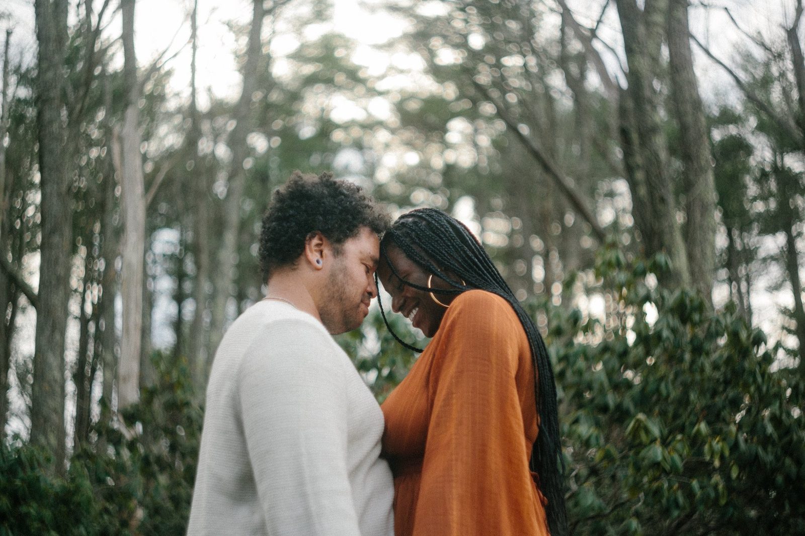 Couple portrait in forest
