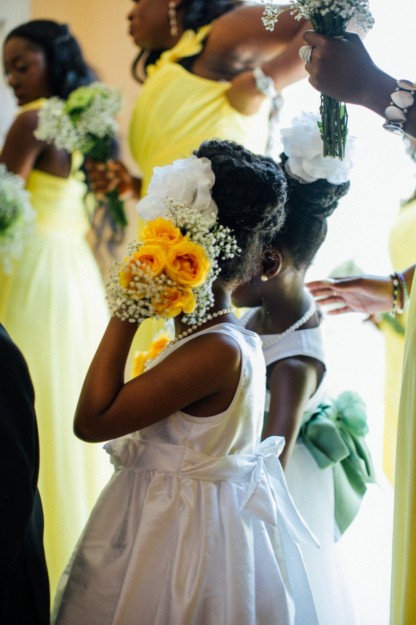 Flower girl with bouquet