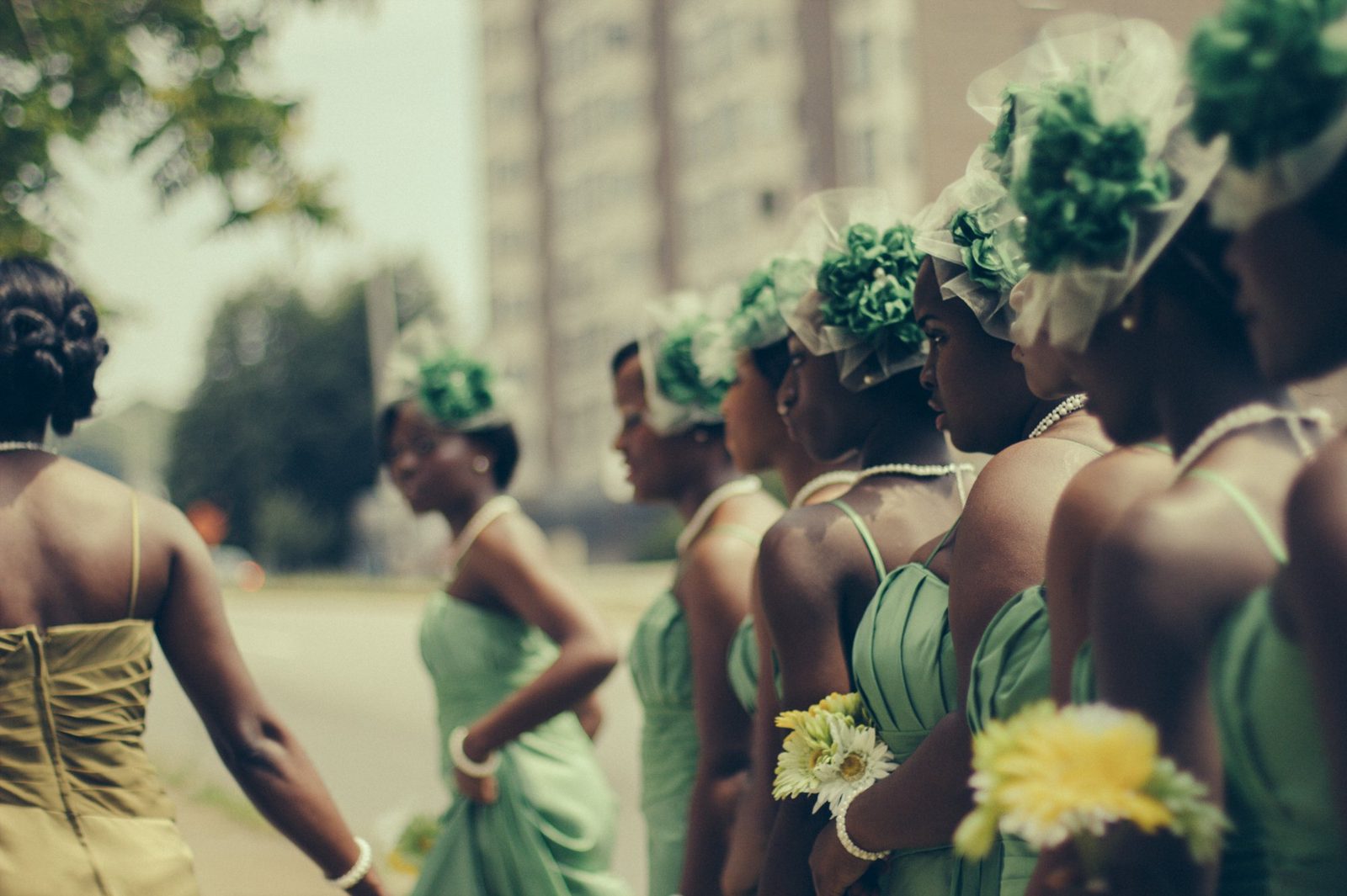 Bridesmaids in green
