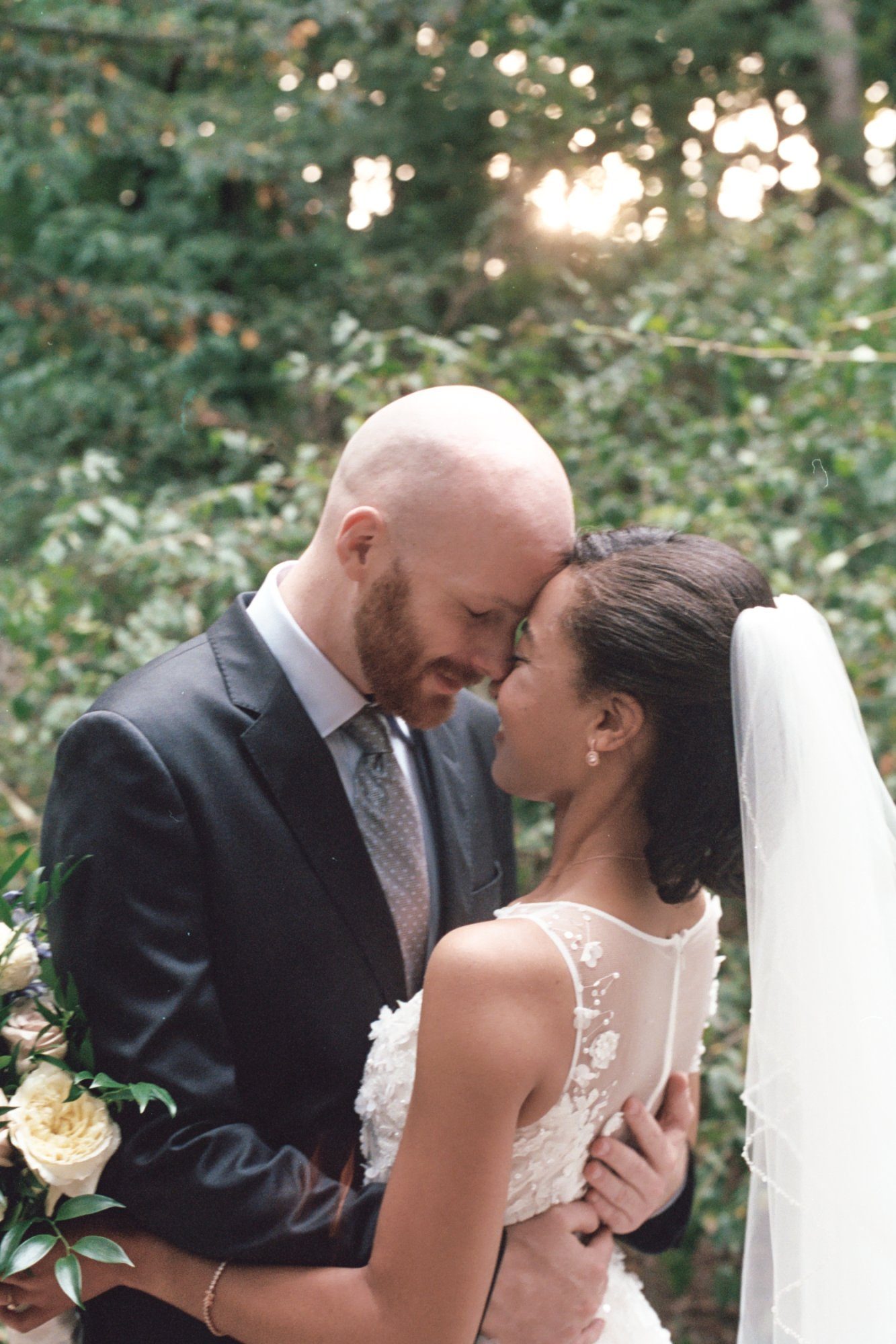 Black and white forehead kiss